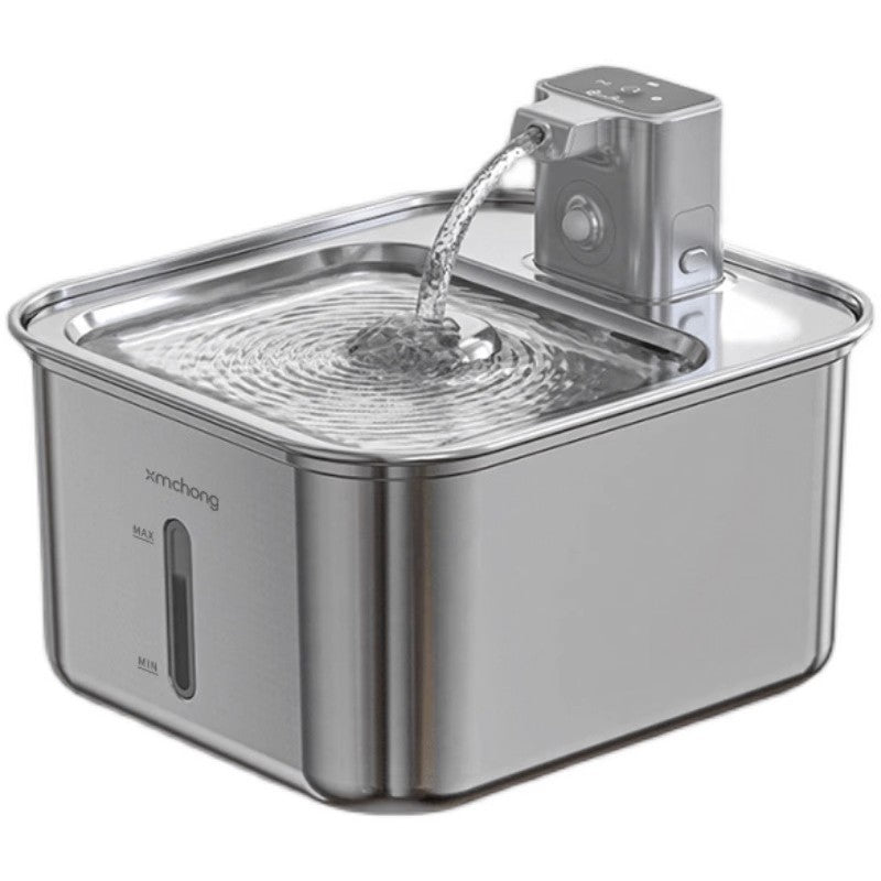304 Stainless Steel Pet Water Fountain, Wireless, No Electricity Required, Automatic Water Flow, Smart Sensor, Cat and Dog Water Drinker
