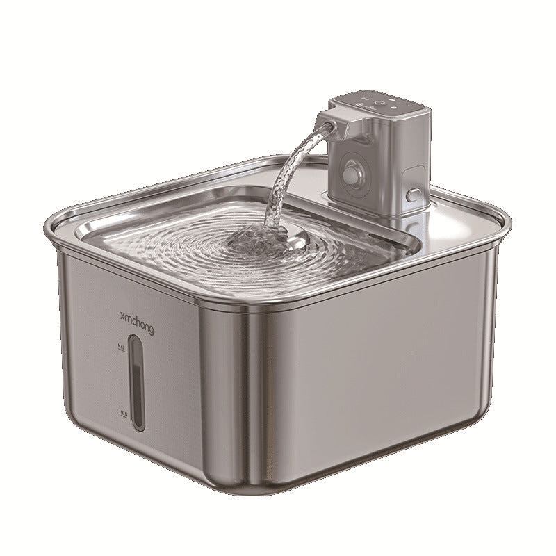 304 Stainless Steel Pet Water Fountain, Wireless, No Electricity Required, Automatic Water Flow, Smart Sensor, Cat and Dog Water Drinker